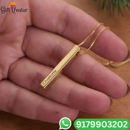 Bar Name Necklace - Your Name Custom Personalized Pendant