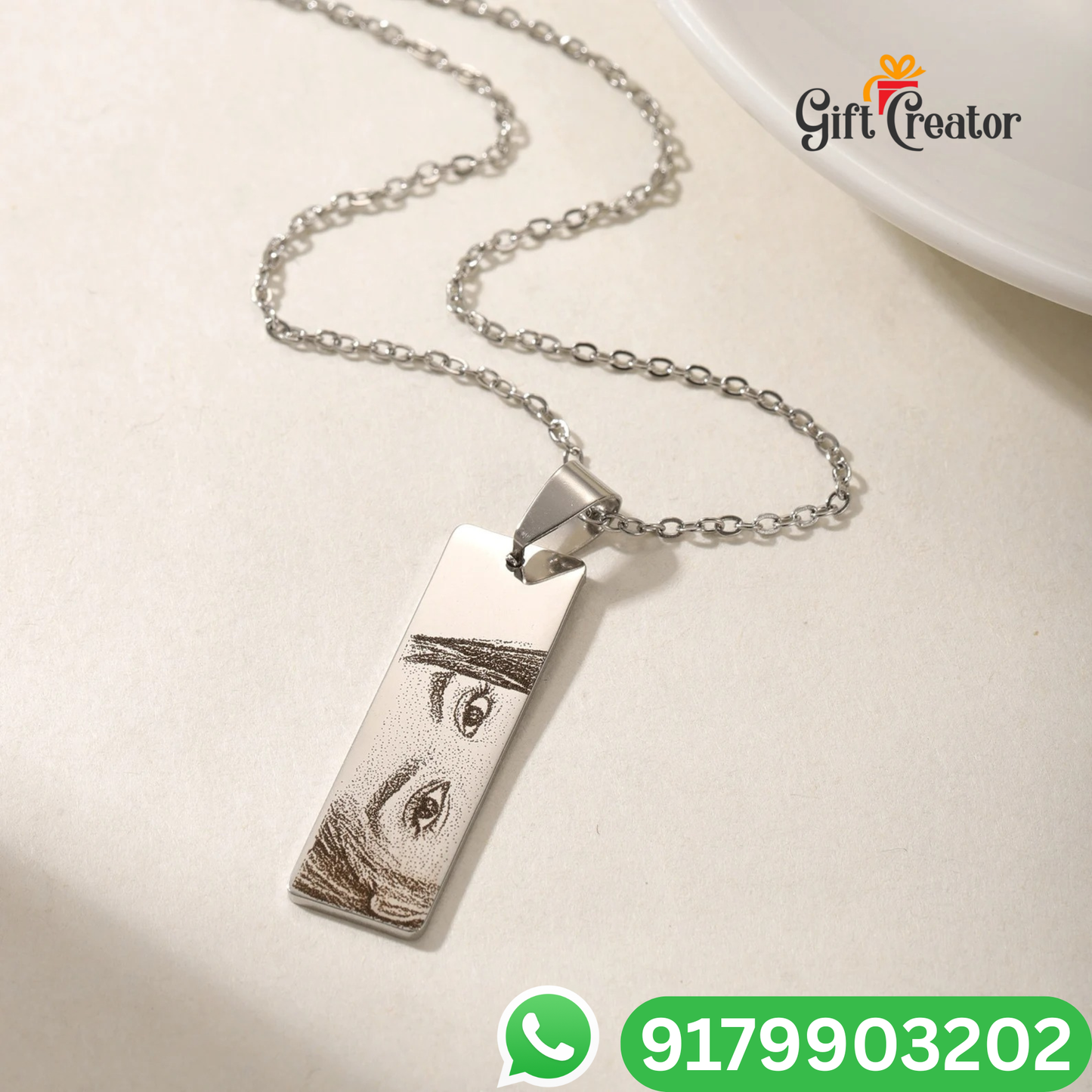 Personalised Eye Necklace Your Photo -  Engraved Eye Locket Photo and Text