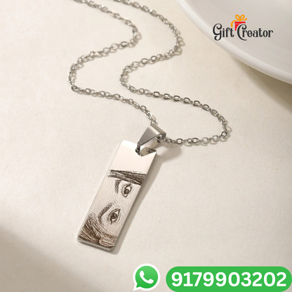 Personalised Eye Necklace Your Photo -  Engraved Eye Locket Photo and Text
