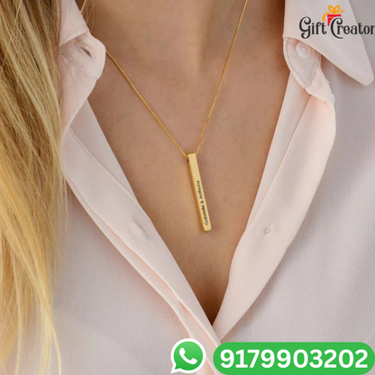 Bar Name Necklace - Your Name Custom Personalized Pendant