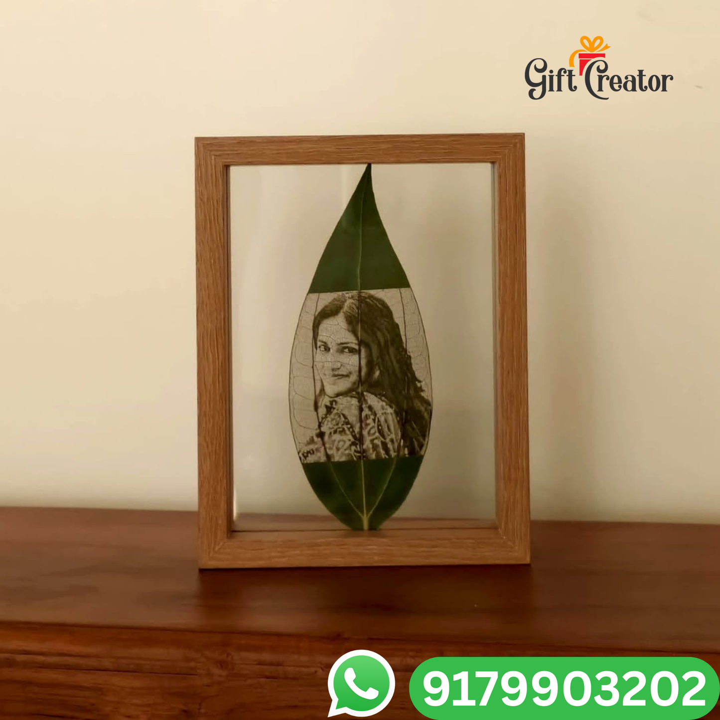 Personalised Leaf Your Photo -  Photo Leaf Engraving Frame - Light