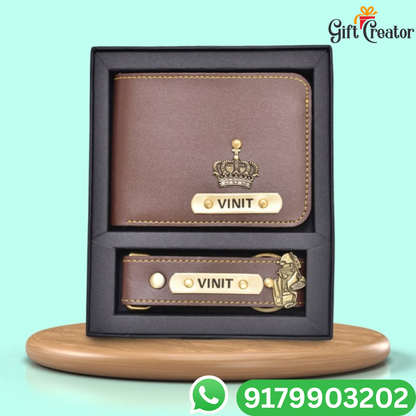 Personalized Name Wallet and Keychain with Your Name and Charm