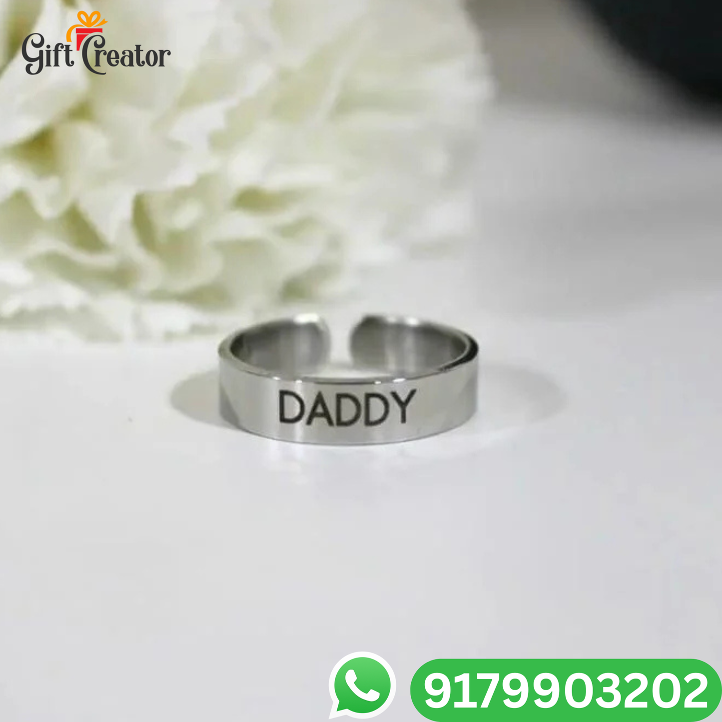 Personalized Name Ring with Custom Engraving Adjustable Size