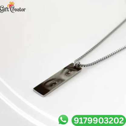 Personalised Eye Necklace Your Photo -  Engraved Eye Locket Photo and Text