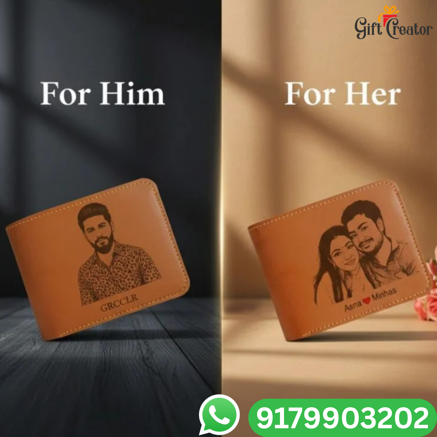 Personalized Sketch/Photo Wallet with Your Photo and Text