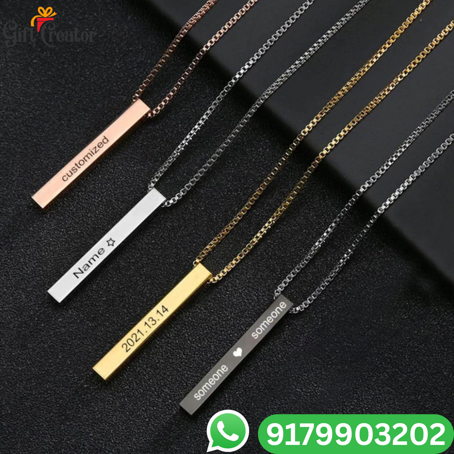 Bar Name Necklace - Your Name Custom Personalized Pendant