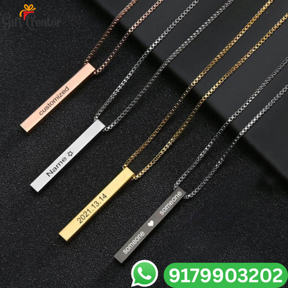 Bar Name Necklace - Your Name Custom Personalized Pendant