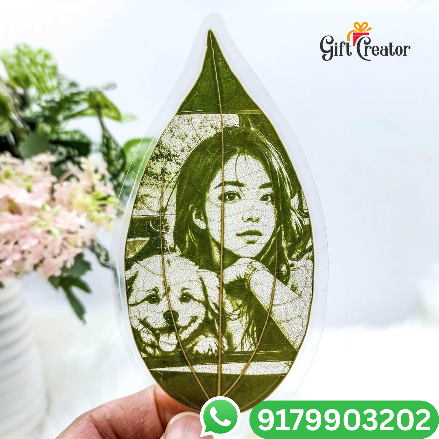 Personalised Leaf Your Photo -  Photo Leaf Engraving Frame - Light