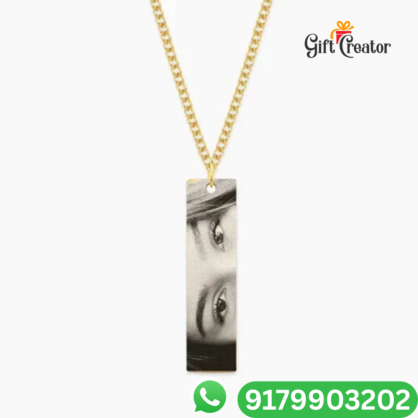 Personalised Eye Necklace Your Photo -  Engraved Eye Locket Photo and Text