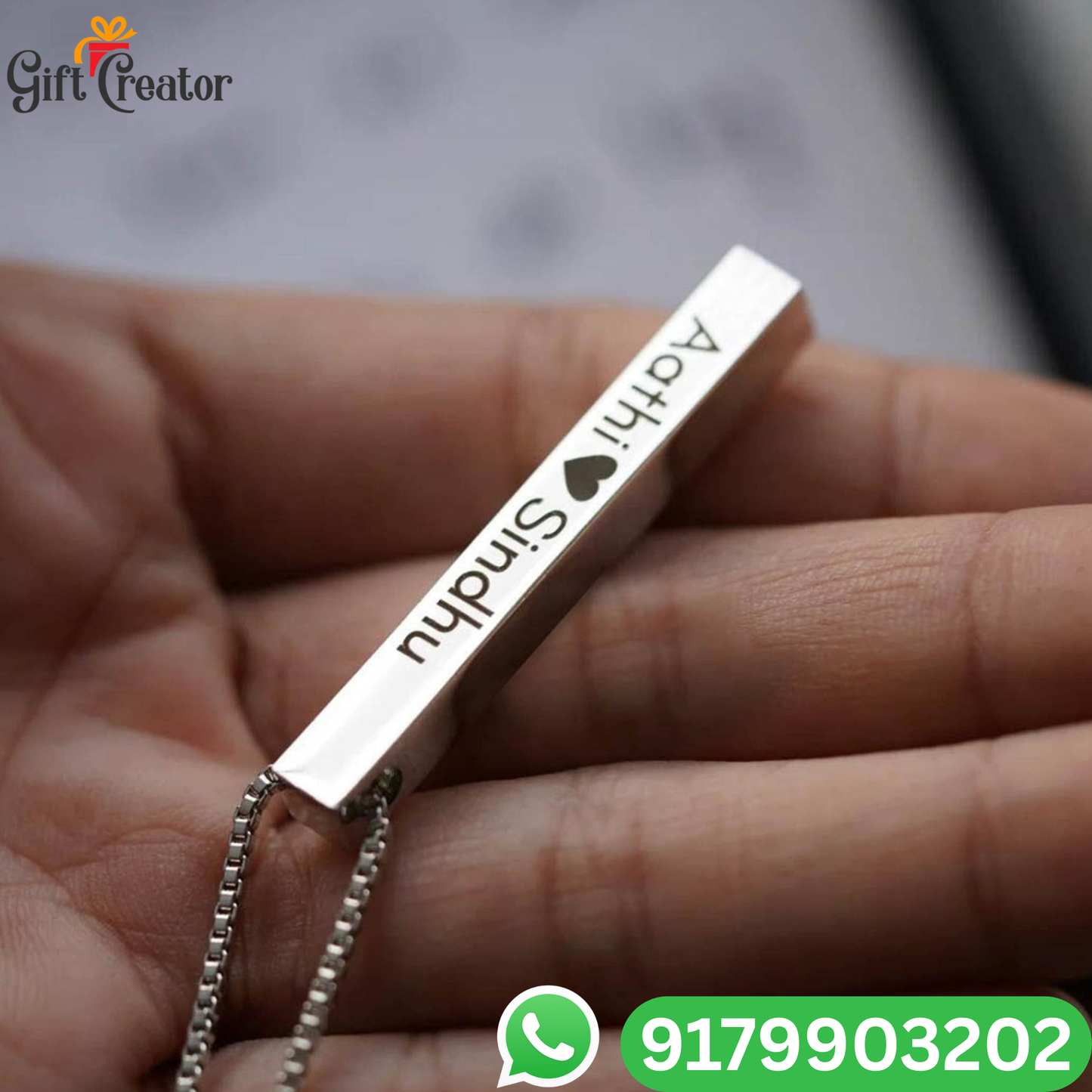 Bar Name Necklace - Your Name Custom Personalized Pendant