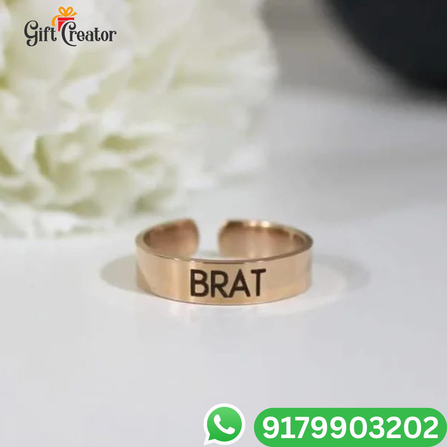 Personalized Name Ring with Custom Engraving Adjustable Size