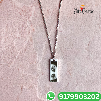 Personalised Eye Necklace Your Photo -  Engraved Eye Locket Photo and Text