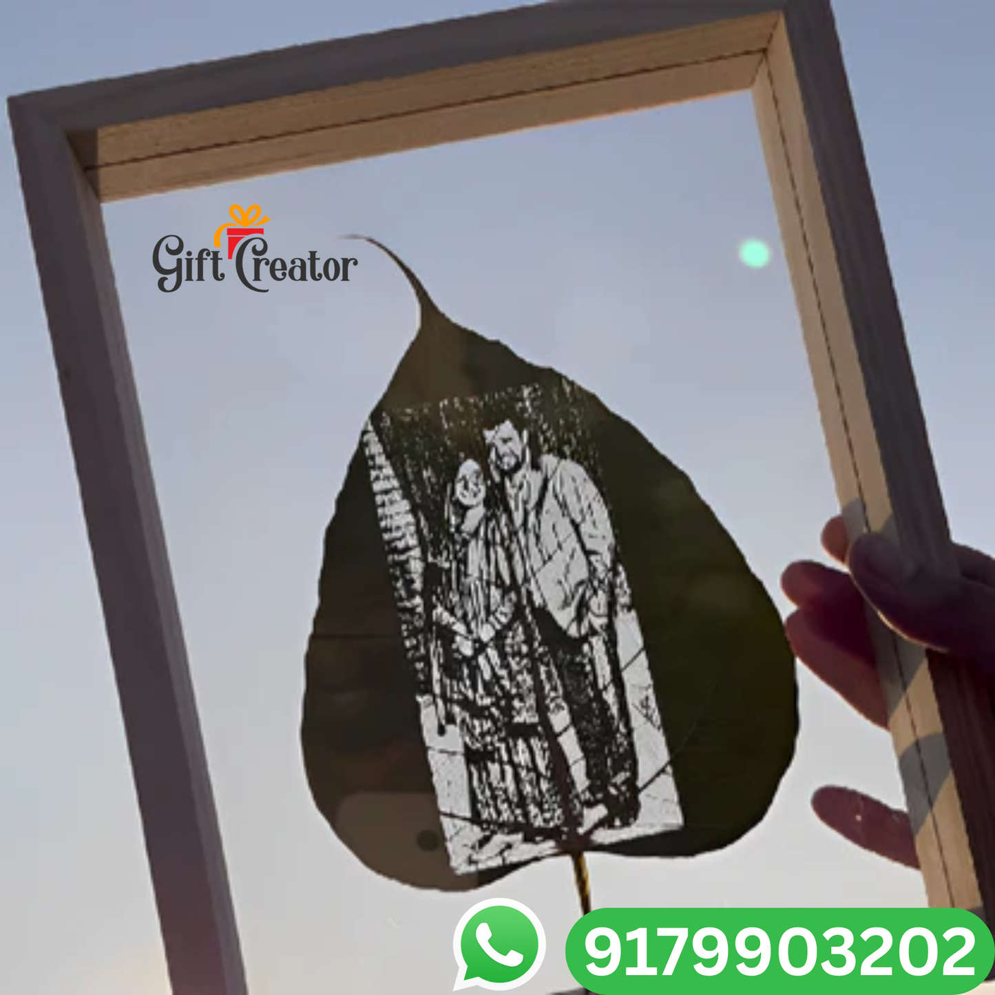 Personalised Leaf Your Photo -  Photo Leaf Engraving Frame - Light