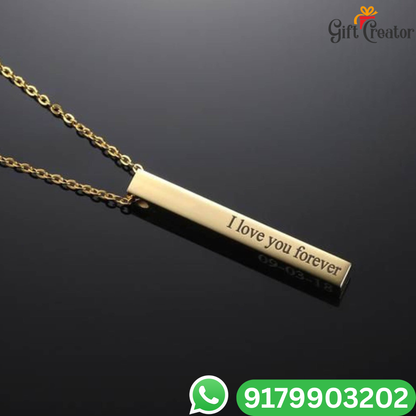 Bar Name Necklace - Your Name Custom Personalized Pendant