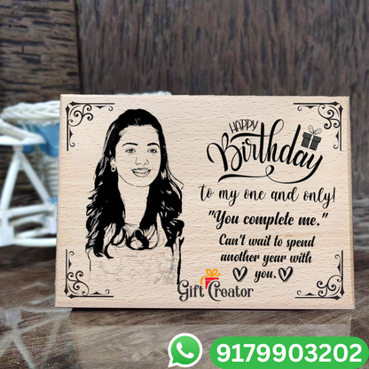 Personalised Frame Photo Text - Natural Wood Square Engraved Frame