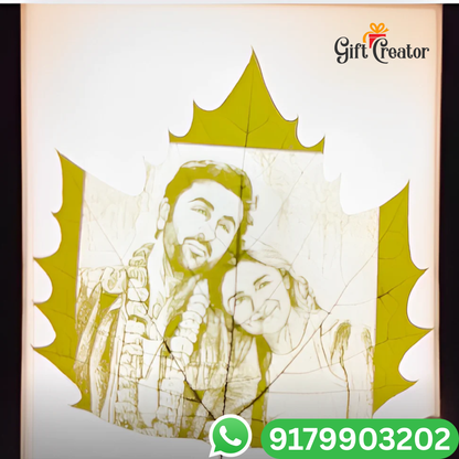 Personalised Leaf Your Photo -  Photo Leaf Engraving Frame - Light