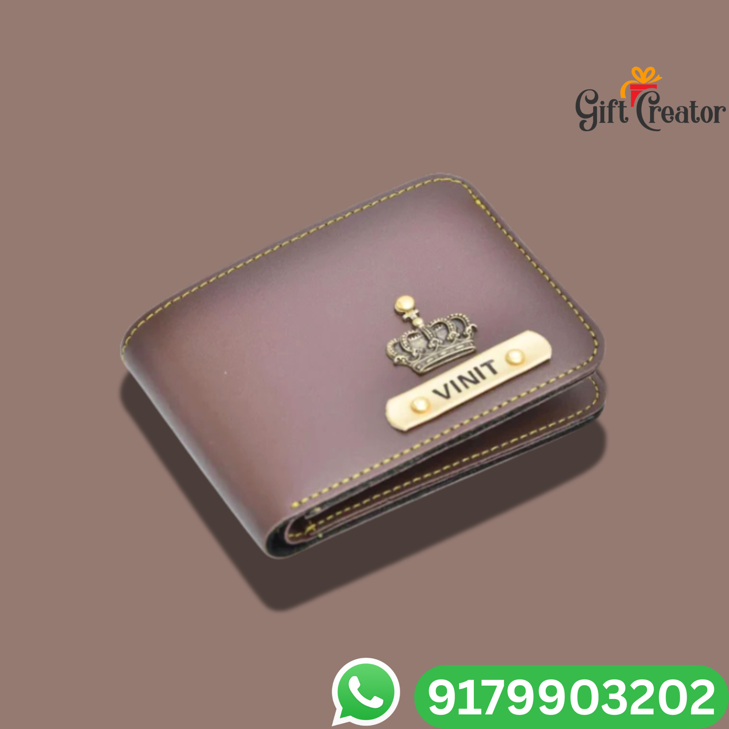 Personalized Name Wallet and Keychain with Your Name and Charm