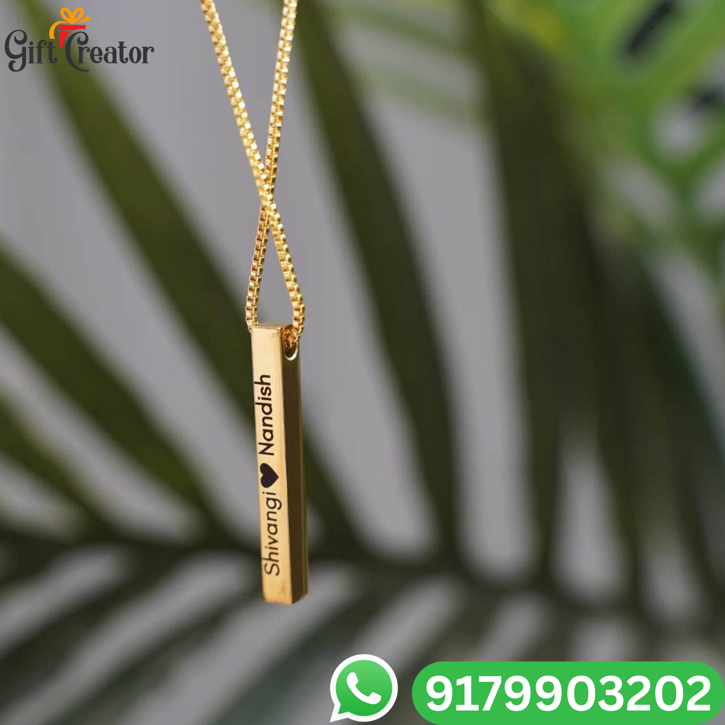 Bar Name Necklace - Your Name Custom Personalized Pendant