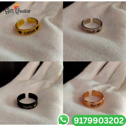 Personalized Name Ring with Custom Engraving Adjustable Size